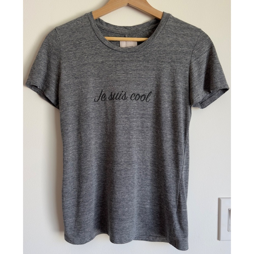 Cinq a Sept 'Je Suis Cool' T-shirt-Dark Grey Marle-Soft Designer‎ Tee-Size XS/S